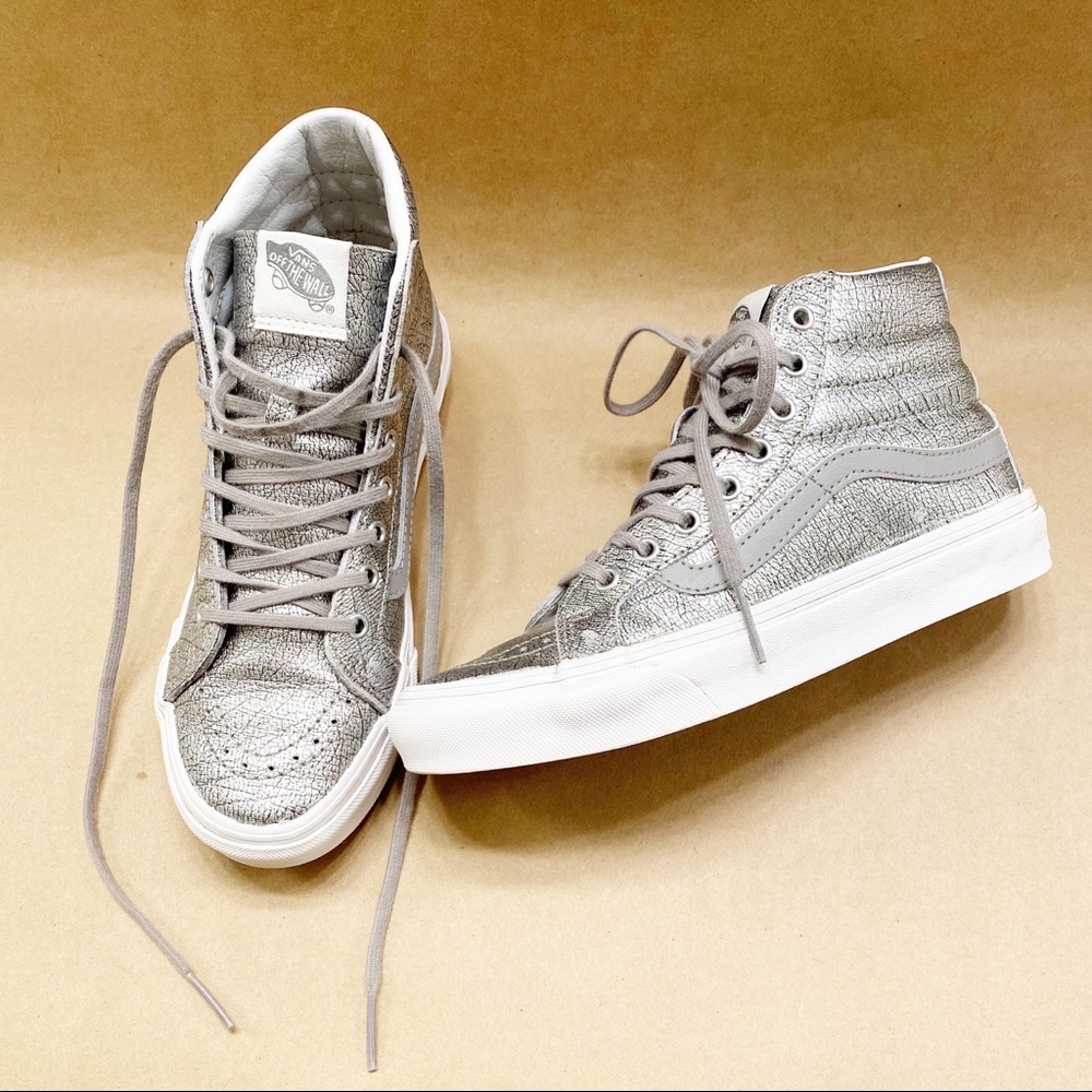 Vans Sk8-Hi Metallic Silver Size 5.5